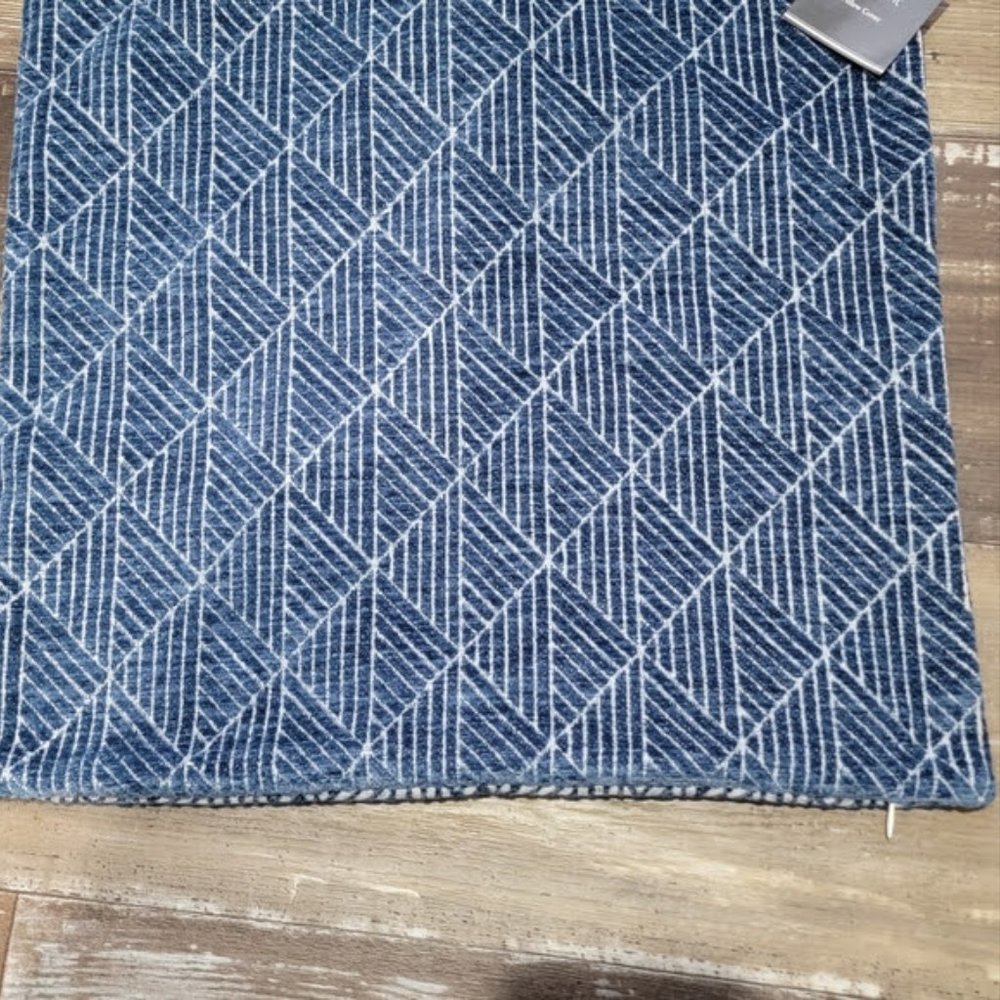 Sofa pillow cover, blue patterned, zip closing. 18 x 18 in..